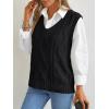 imageTrendy Queen Women s Oversized V Neck Sweater Vest Sleeveless Cable Knit Casual Pullover TopsBlack