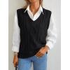 imageTrendy Queen Women s Oversized V Neck Sweater Vest Sleeveless Cable Knit Casual Pullover TopsBlack
