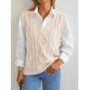 imageTrendy Queen Women s Oversized V Neck Sweater Vest Sleeveless Cable Knit Casual Pullover TopsCream