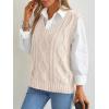 imageTrendy Queen Women s Oversized V Neck Sweater Vest Sleeveless Cable Knit Casual Pullover TopsCream