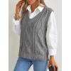 imageTrendy Queen Women s Oversized V Neck Sweater Vest Sleeveless Cable Knit Casual Pullover TopsHeather Gray