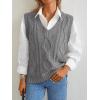 imageTrendy Queen Women s Oversized V Neck Sweater Vest Sleeveless Cable Knit Casual Pullover TopsHeather Gray