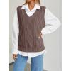imageTrendy Queen Women s Oversized V Neck Sweater Vest Sleeveless Cable Knit Casual Pullover TopsNutmeg