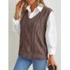 imageTrendy Queen Women s Oversized V Neck Sweater Vest Sleeveless Cable Knit Casual Pullover TopsNutmeg
