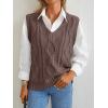 imageTrendy Queen Women s Oversized V Neck Sweater Vest Sleeveless Cable Knit Casual Pullover TopsNutmeg
