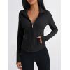 imageTrendy Queen Womens Full Zip Up Scrubs Lightweight Jacket Cropped Long Sleeve Workout Sweatshirts Slim Fit Running HoodiesBlack