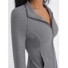imageTrendy Queen Womens Full Zip Up Scrubs Lightweight Jacket Cropped Long Sleeve Workout Sweatshirts Slim Fit Running HoodiesGrey