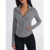 imageTrendy Queen Womens Full Zip Up Scrubs Lightweight Jacket Cropped Long Sleeve Workout Sweatshirts Slim Fit Running HoodiesGrey