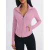 imageTrendy Queen Womens Full Zip Up Scrubs Lightweight Jacket Cropped Long Sleeve Workout Sweatshirts Slim Fit Running HoodiesLight Pink