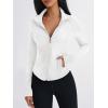 imageTrendy Queen Womens Full Zip Up Scrubs Lightweight Jacket Cropped Long Sleeve Workout Sweatshirts Slim Fit Running HoodiesWhite