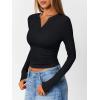 imageTrendy Queen Womens Long Sleeve Shirts V Neck Ribbed Knit Fall Tops Henley Teen Girls Basic Tee 2025Black