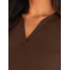 imageTrendy Queen Womens Long Sleeve Shirts V Neck Ribbed Knit Fall Tops Henley Teen Girls Basic Tee 2025Brown