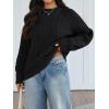 imageTrendy Queen Womens Oversized Cable Knit Crewneck Fall Pullover SweatersBlack