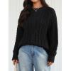 imageTrendy Queen Womens Oversized Cable Knit Crewneck Fall Pullover SweatersBlack