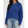 imageTrendy Queen Womens Oversized Cable Knit Crewneck Fall Pullover SweatersBlue