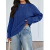imageTrendy Queen Womens Oversized Cable Knit Crewneck Fall Pullover SweatersBlue