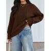 imageTrendy Queen Womens Oversized Cable Knit Crewneck Fall Pullover SweatersBrown