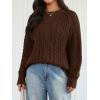 imageTrendy Queen Womens Oversized Cable Knit Crewneck Fall Pullover SweatersBrown