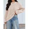 imageTrendy Queen Womens Oversized Cable Knit Crewneck Fall Pullover SweatersCream