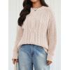 imageTrendy Queen Womens Oversized Cable Knit Crewneck Fall Pullover SweatersCream