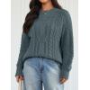imageTrendy Queen Womens Oversized Cable Knit Crewneck Fall Pullover SweatersDark Sage