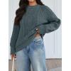 imageTrendy Queen Womens Oversized Cable Knit Crewneck Fall Pullover SweatersDark Sage