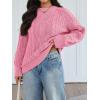 imageTrendy Queen Womens Oversized Cable Knit Crewneck Fall Pullover SweatersPink