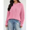 imageTrendy Queen Womens Oversized Cable Knit Crewneck Fall Pullover SweatersPink