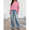 imageTrendy Queen Womens Oversized Cable Knit Crewneck Fall Pullover SweatersPink