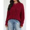 imageTrendy Queen Womens Oversized Cable Knit Crewneck Fall Pullover SweatersRed