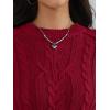 imageTrendy Queen Womens Oversized Cable Knit Crewneck Fall Pullover SweatersRed