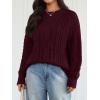 imageTrendy Queen Womens Oversized Cable Knit Crewneck Fall Pullover SweatersWine