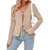 imageTrendy Queen Womens Tie Front Tops Fall Cardigan Sweaters 2025 Fashion Crochet Crop Vacation Clothes Cute Y2K Casual OutfitsApricot