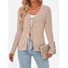 imageTrendy Queen Womens Tie Front Tops Fall Cardigan Sweaters 2025 Fashion Crochet Crop Vacation Clothes Cute Y2K Casual OutfitsApricot