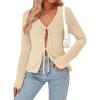imageTrendy Queen Womens Tie Front Tops Fall Cardigan Sweaters 2025 Fashion Crochet Crop Vacation Clothes Cute Y2K Casual OutfitsCream