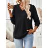 imageTrendy Queen Womens V Neck Long Sleeve Shirts Lightweight Thermal Pullover Tops Soft Cozy Fall Winter Casual Outfit 2025Black
