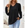 imageTrendy Queen Womens V Neck Long Sleeve Shirts Lightweight Thermal Pullover Tops Soft Cozy Fall Winter Casual Outfit 2025Black