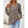 imageTrendy Queen Womens V Neck Long Sleeve Shirts Lightweight Thermal Pullover Tops Soft Cozy Fall Winter Casual Outfit 2025Coffeegrey
