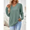 imageTrendy Queen Womens V Neck Long Sleeve Shirts Lightweight Thermal Pullover Tops Soft Cozy Fall Winter Casual Outfit 2025Green