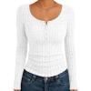 imageTrendy Queen Long Sleeve Henley Fitted Shirts for Women Sweaters Fall Fashion Tops Dressy Casual Y2K Cute Clothes OutfitsWhite