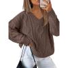 imageTrendy Queen Oversized Cable Knit Sweaters for Women 2025 Cozy Pullover Knit Fall Outfits V Neck Cute Winter ClothingBrown