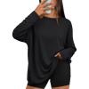 imageTrendy Queen Oversized Side Slit Tshirts for Women Long Sleeve Workout Tops Fall Fashion Gym Casual Tees Basic Y2K ClothesBlack