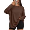 imageTrendy Queen Oversized Side Slit Tshirts for Women Long Sleeve Workout Tops Fall Fashion Gym Casual Tees Basic Y2K ClothesBrown