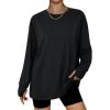imageTrendy Queen Oversized Thumb Hole Tshirts for Women Long Sleeve Workout Tops Fall Fashion Plus Size Gym Casual Loose Y2k TeeBlack