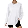 imageTrendy Queen Oversized Thumb Hole Tshirts for Women Long Sleeve Workout Tops Fall Fashion Plus Size Gym Casual Loose Y2k TeeWhite