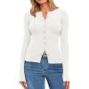 imageTrendy Queen Women Fall Lightweight Cardigan Sweater Button Down Shirt Going Out Outfit Y2K Cute Basic Fitted TopWhite