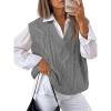 imageTrendy Queen Women s Oversized V Neck Sweater Vest Sleeveless Cable Knit Casual Pullover TopsHeather Gray