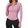 imageTrendy Queen Womens Full Zip Up Scrubs Lightweight Jacket Cropped Long Sleeve Workout Sweatshirts Slim Fit Running HoodiesLight Pink