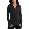 imageTrendy Queen Womens Lightweight Zip Up Jackets 2025 Athletic Hoodies Fall Gym Shirts Running Workout Clothes with PocketBlack