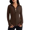 imageTrendy Queen Womens Lightweight Zip Up Jackets 2025 Athletic Hoodies Fall Gym Shirts Running Workout Clothes with PocketBrown